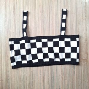 Black and white checker top